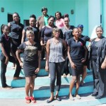 Members of the PEP Cosmetology Class at St. Paul’s pose for a group picture. Facilitator Ms Petra Newton is on the right, front row, while the two visiting PEP officials are to the back.