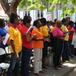 A section of the teachers who participated in the annual Nevis Teachers’ Union Rally, on October 4, 2013, at the Memorial Square 