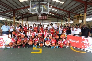 The players and coaches who participated in the first-ever Digicel Jumpstart Clinics in Antigua and Barbuda