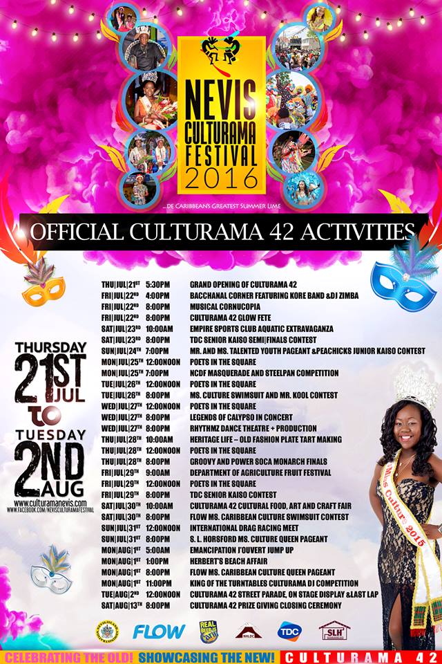 Nevis Culturama Festival Line Up 2016